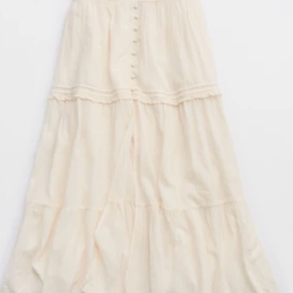 Aerie Ivory Button-Down Maxi Skirt
